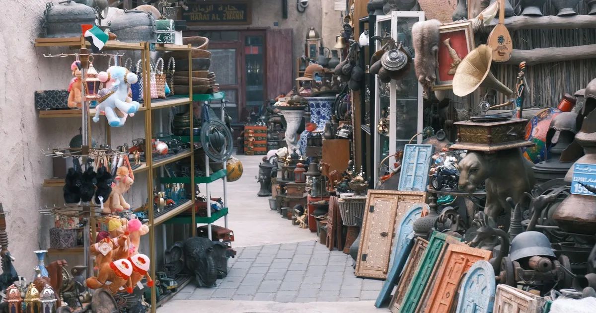 Explore a vibrant alley filled with antique treasures, vintage items, and cultural artifacts.